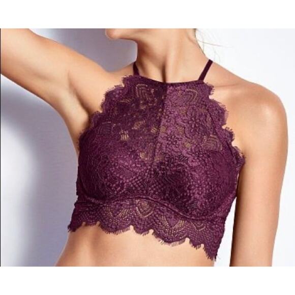 Victoria's Secret Pink Other - Victoria's Secret Pink Eyelash Lace High Neck Bralette Women's Medium D-DD